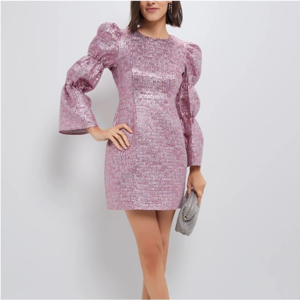 Tuckernuck Hyacinth House Elegant Pink Puff Sleeve Dress Small
